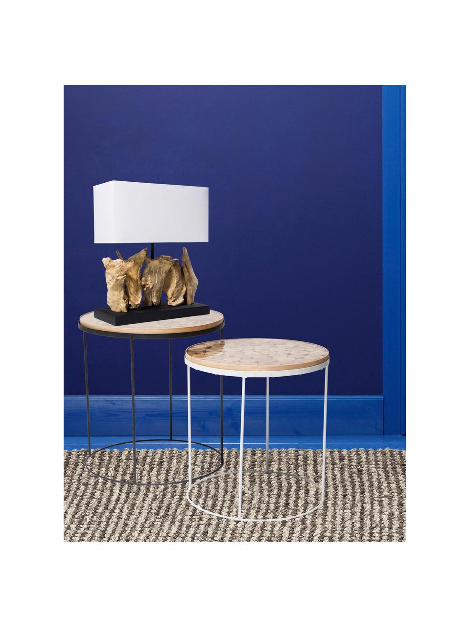 Dizajnová stolová lampa z dreva Nature, Biela, čierna, naplavené drevo, Š 35 x V 43 cm