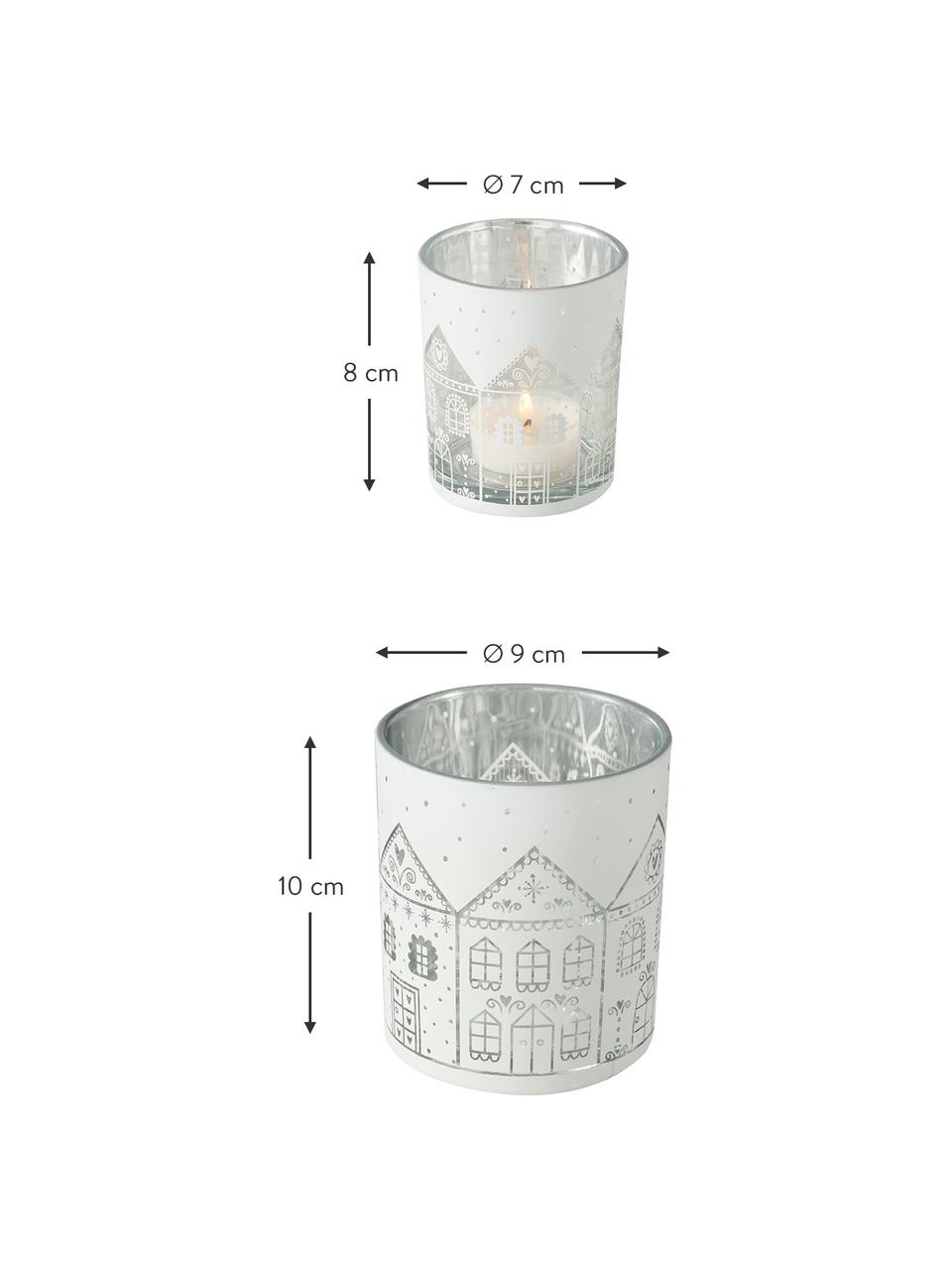 Teelichthalter-Set Villana, 4-tlg., Glas, Weiß, Transparent, Set mit verschiedenen Größen