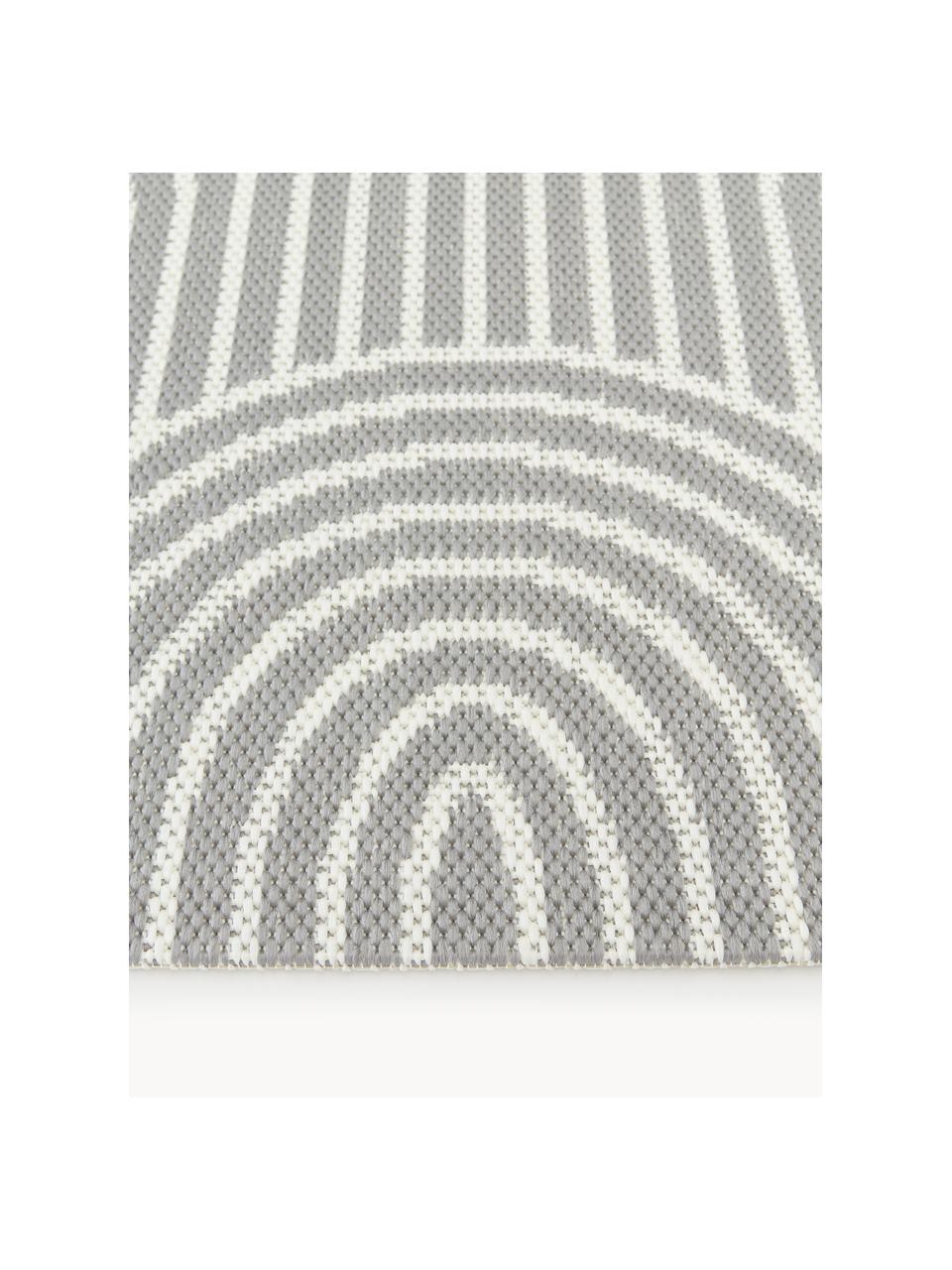 Tapis d'extérieur Arches, 86 % polypropylène, 14 % polyester, Gris, blanc crème, larg. 80 x long. 250 cm