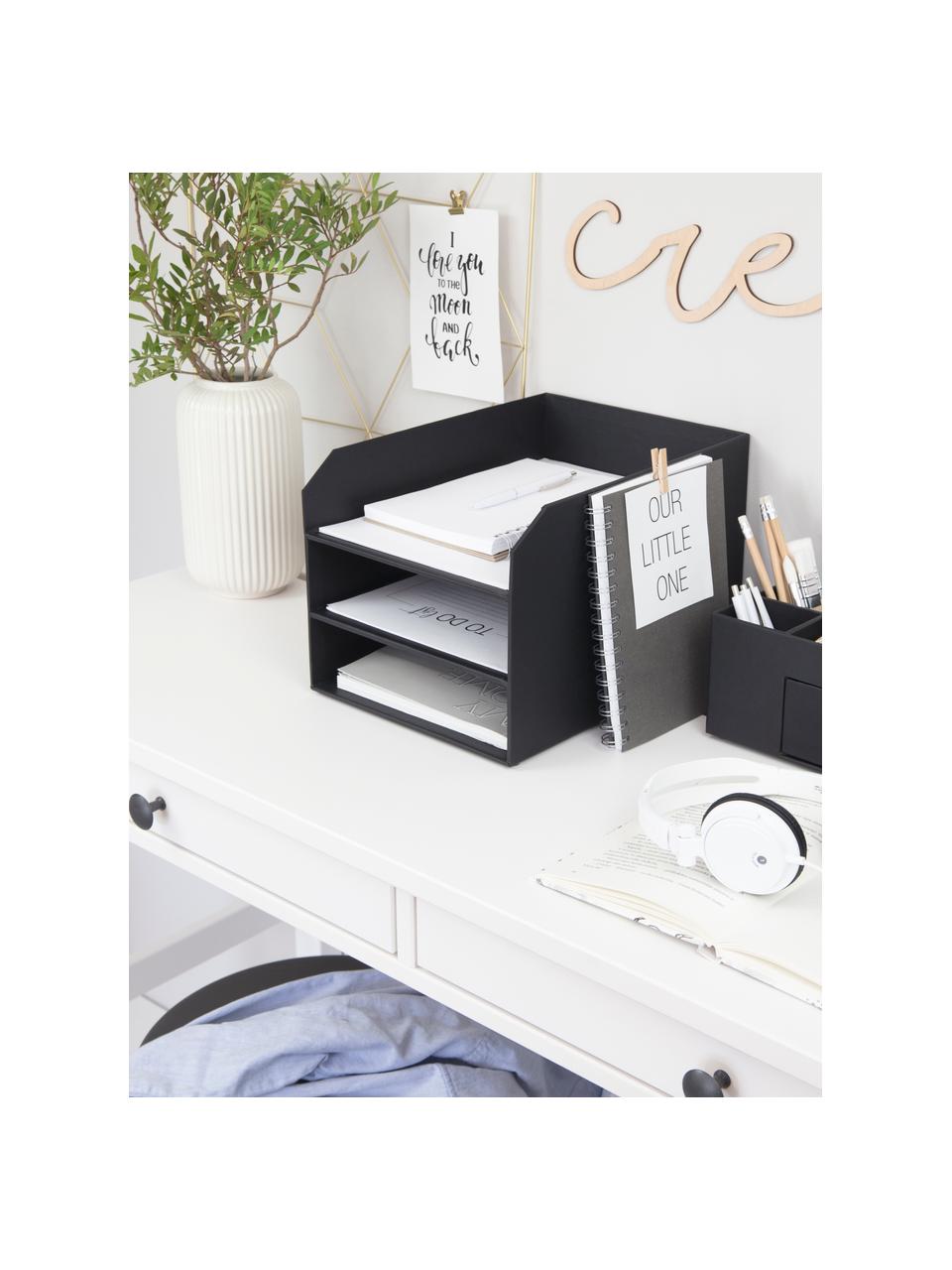 Organizer per documenti  Trey, Cartone solido laminato, Nero, Larg. 23 x Prof. 32 cm