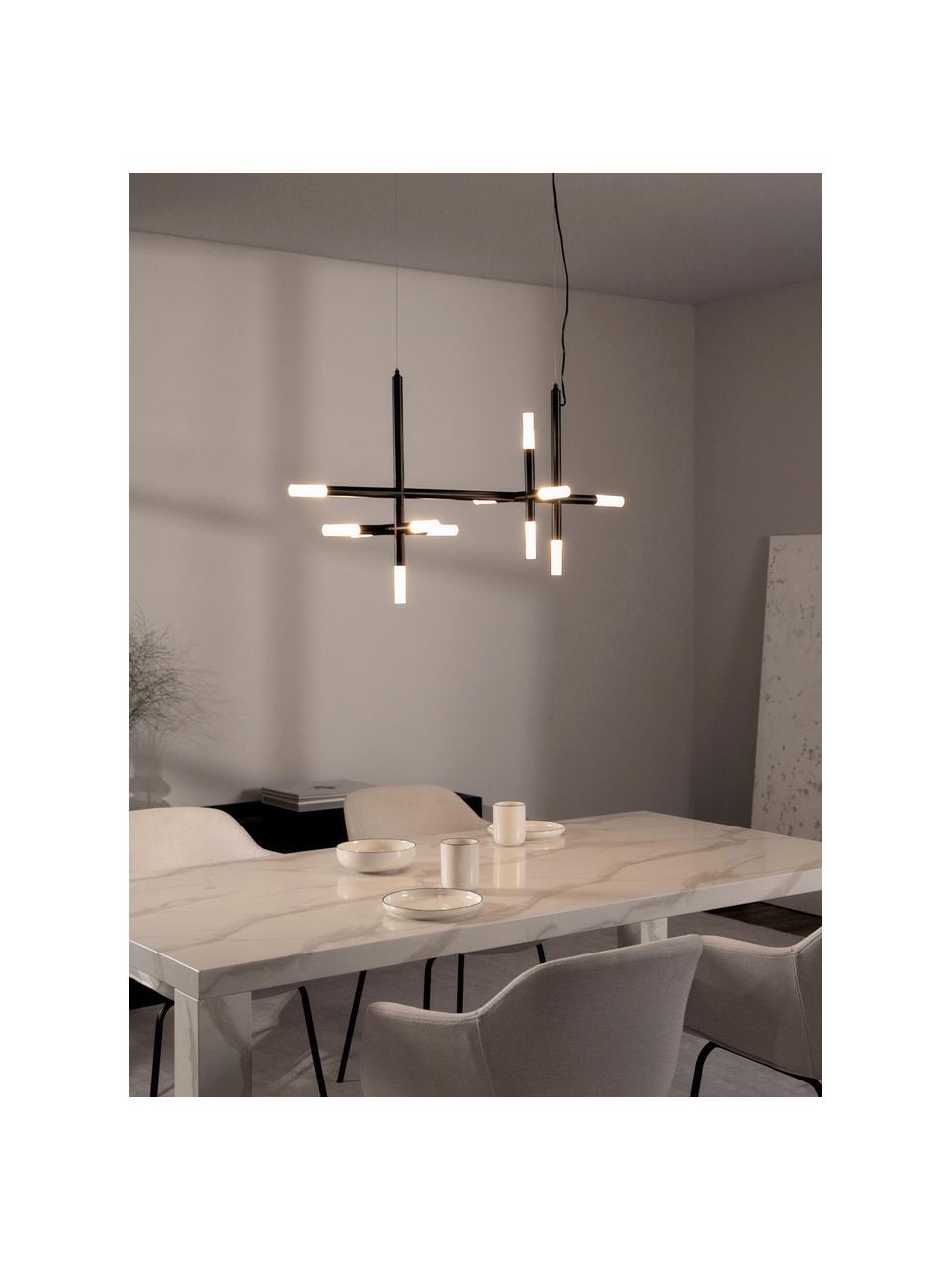 Lampada grande a sospensione a LED Gratia, Struttura: metallo verniciato a polv, Paralume: vetro acrilico, Baldacchino: metallo verniciato a polv, Nero, bianco, Larg. 90 x Alt. 50 cm