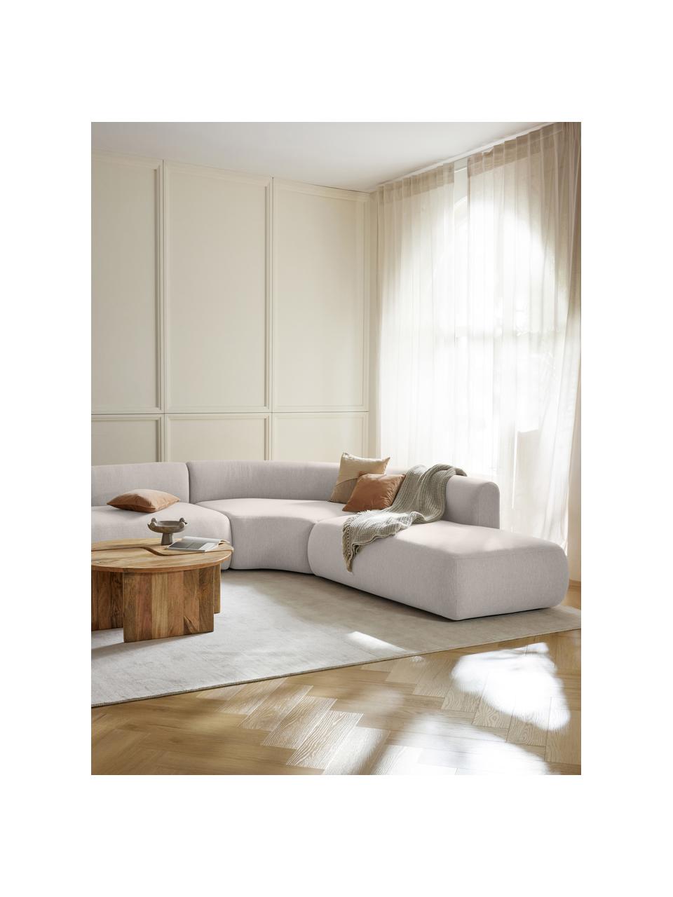 Chaise longue componibile Sofia, Rivestimento: 100% polipropilene Il riv, Struttura: legno di abete, truciolat, Piedini: plastica Il materiale uti, Tessuto bianco crema, Larg. 159 x Prof. 103 cm, schienale a sinistra