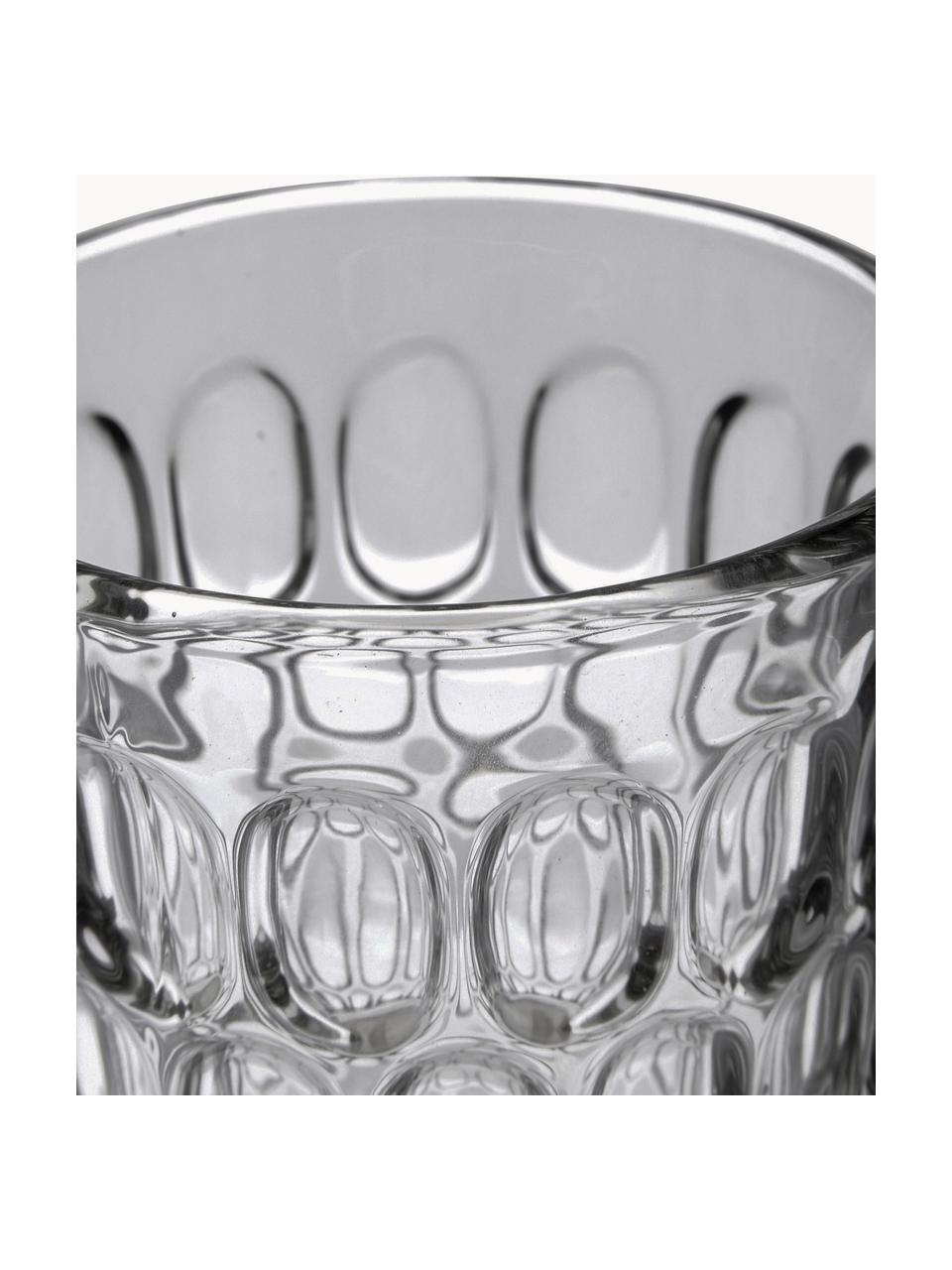 Vasos resistentes con relieve Optic, 6 uds., Vidrio, Gris transparente, Ø 9 x Al 11 cm, 250 ml