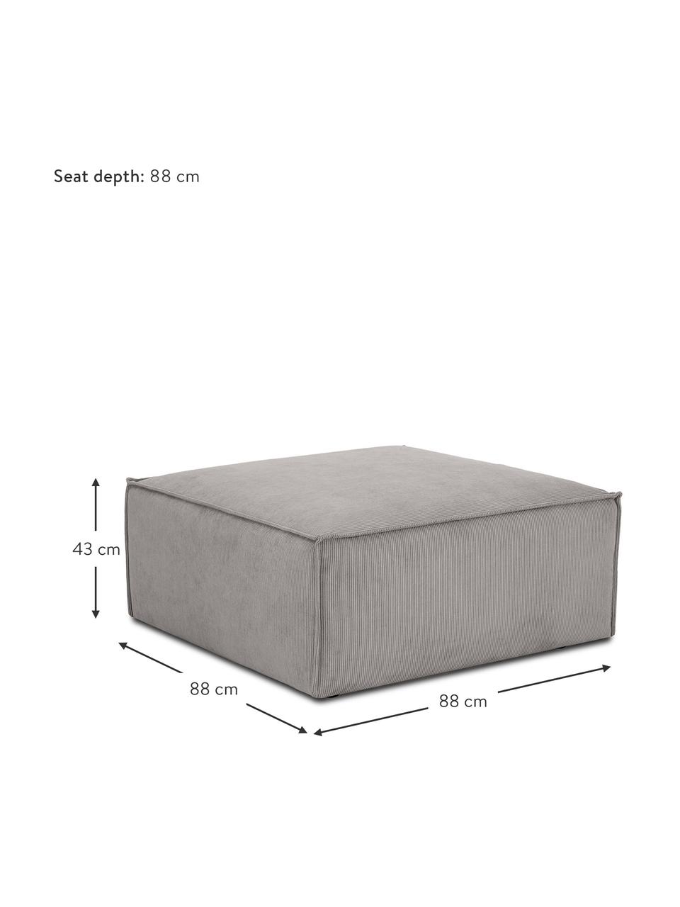 Sofa-Hocker Lennon aus Cord, Bezug: Cord (92 % Polyester, 8 %, Gestell: Massives Kiefernholz FSC-, Füße: Kunststoff Die Füße befin, Cord Grau, B 88 x T 88 cm