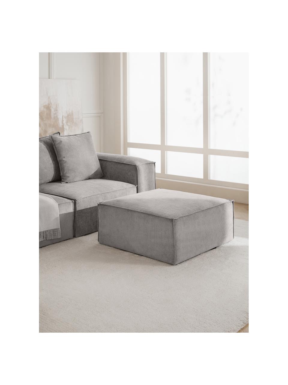 Reposapiés puf de pana Lennon, Tapizado: pana (92% poliéster, 8% p, Estructura: madera de pino y abeto ma, Patas: plástico. Este producto e, Pana gris, An 88 x F 88 cm