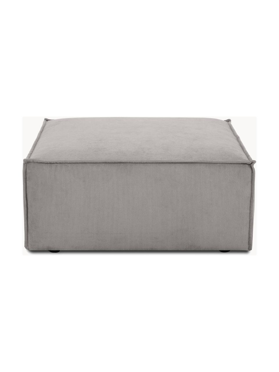 Pouf en velours côtelé Lennon, Velours côtelé gris, larg. 88 x prof. 88 cm