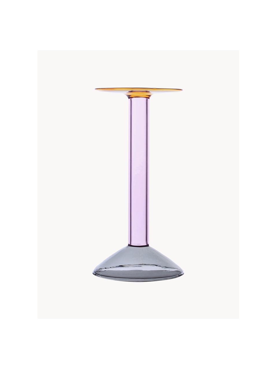 Candelabro artesanal Rainbow, 24 cm, Vidrio de borosilicato, Color lavanda, gris claro, naranja, Ø 12 x Al 24 cm