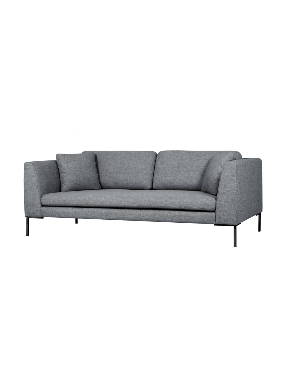 Bank Emma (3-zits) met metalen poten, Bekleding: polyester, Frame: massief grenen, FSC-gecer, Poten: metaal, gepoedercoat, Geweven stof donkergrijs, B 227 x D 100 cm