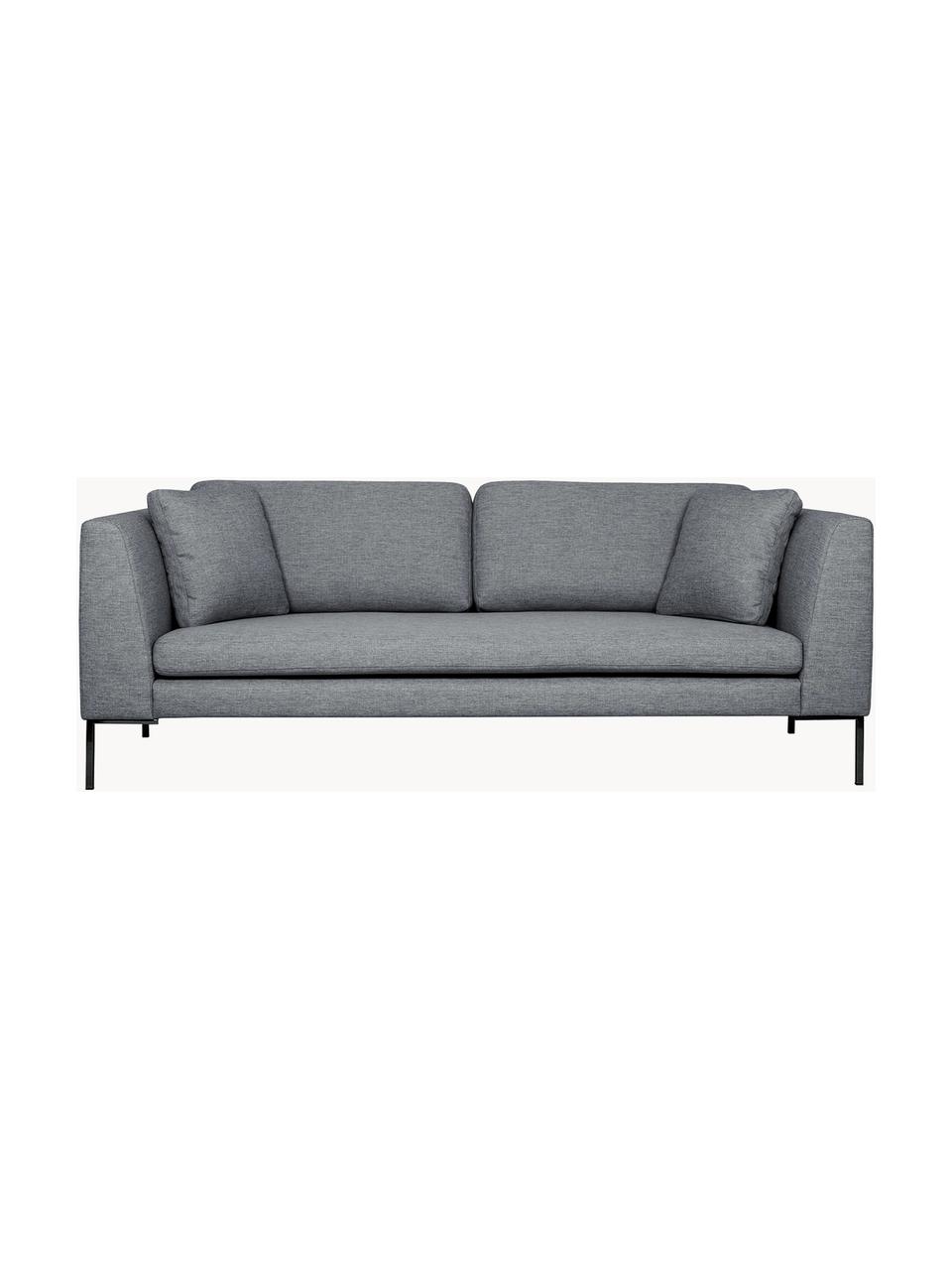 Sofa Emma (3-Sitzer) mit Metall-Füssen, Bezug: Polyester 100.000 Scheuer, Gestell: Massives Kiefernholz, Bir, Webstoff Dunkelgrau, B 227 x T 100 cm