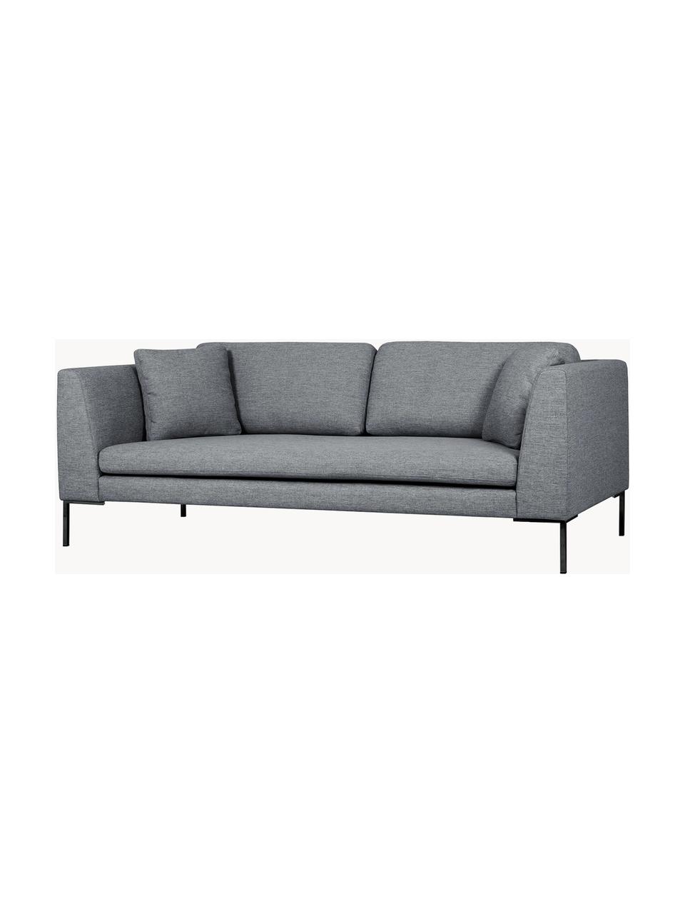 Sofa Emma (3-Sitzer) mit Metall-Füßen, Bezug: Polyester 100.000 Scheuer, Gestell: Massives Kiefernholz, Bir, Füße: Metall, pulverbeschichtet, Webstoff Dunkelgrau, B 227 x T 100 cm