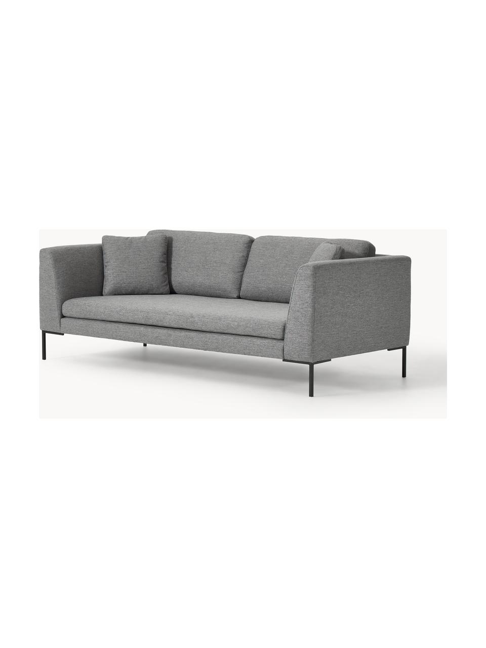 Sofa Emma (3-Sitzer) mit Metall-Füssen, Bezug: Polyester 100.000 Scheuer, Gestell: Massives Kiefernholz, Bir, Webstoff Dunkelgrau, B 227 x T 100 cm