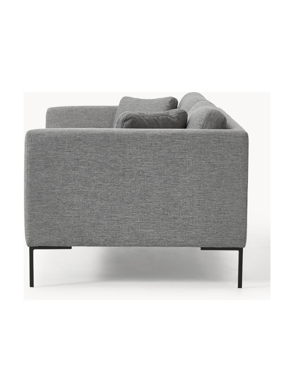 Sofa Emma (3-Sitzer) mit Metall-Füssen, Bezug: Polyester 100.000 Scheuer, Gestell: Massives Kiefernholz, Bir, Webstoff Dunkelgrau, B 227 x T 100 cm