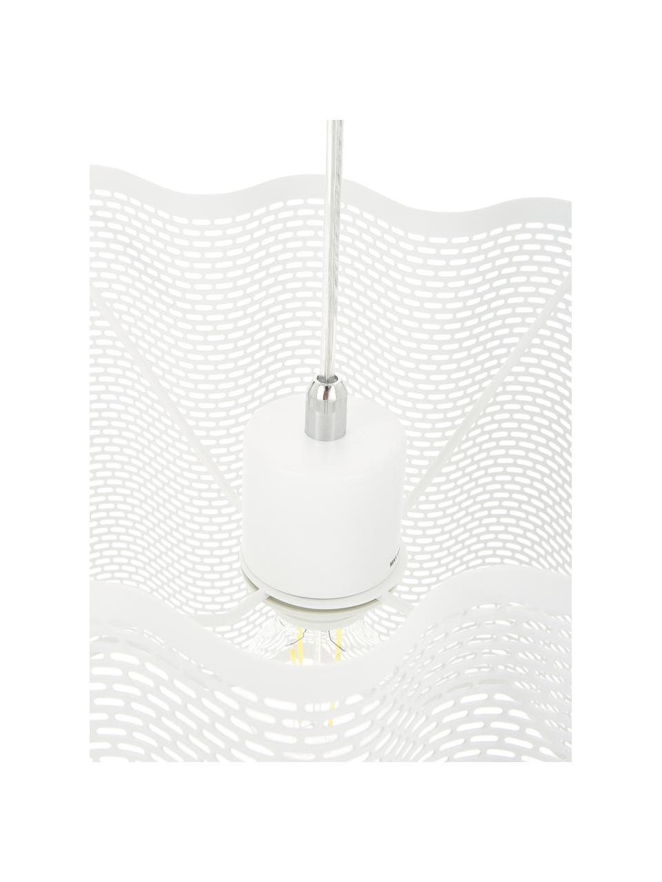 Ovale Pendelleuchte Glicine in Weiß, Lampenschirm: Metall, beschichtet, Baldachin: Metall, beschichtet, Weiß, 70 x 28 cm