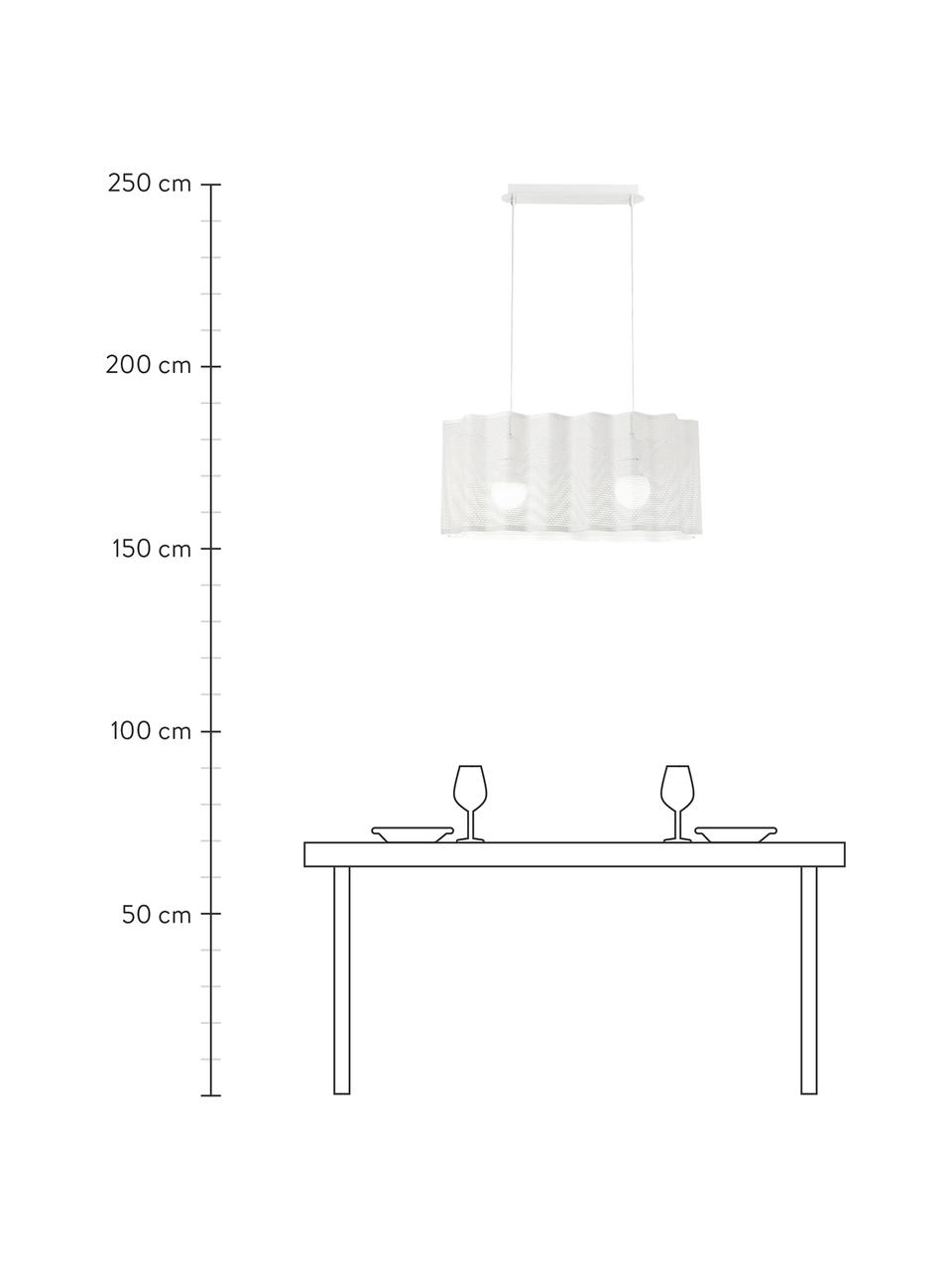 Ovale hanglamp Glicine in wit, Lampenkap: gecoat metaal, Baldakijn: gecoat metaal, Wit, 70 x 28 cm
