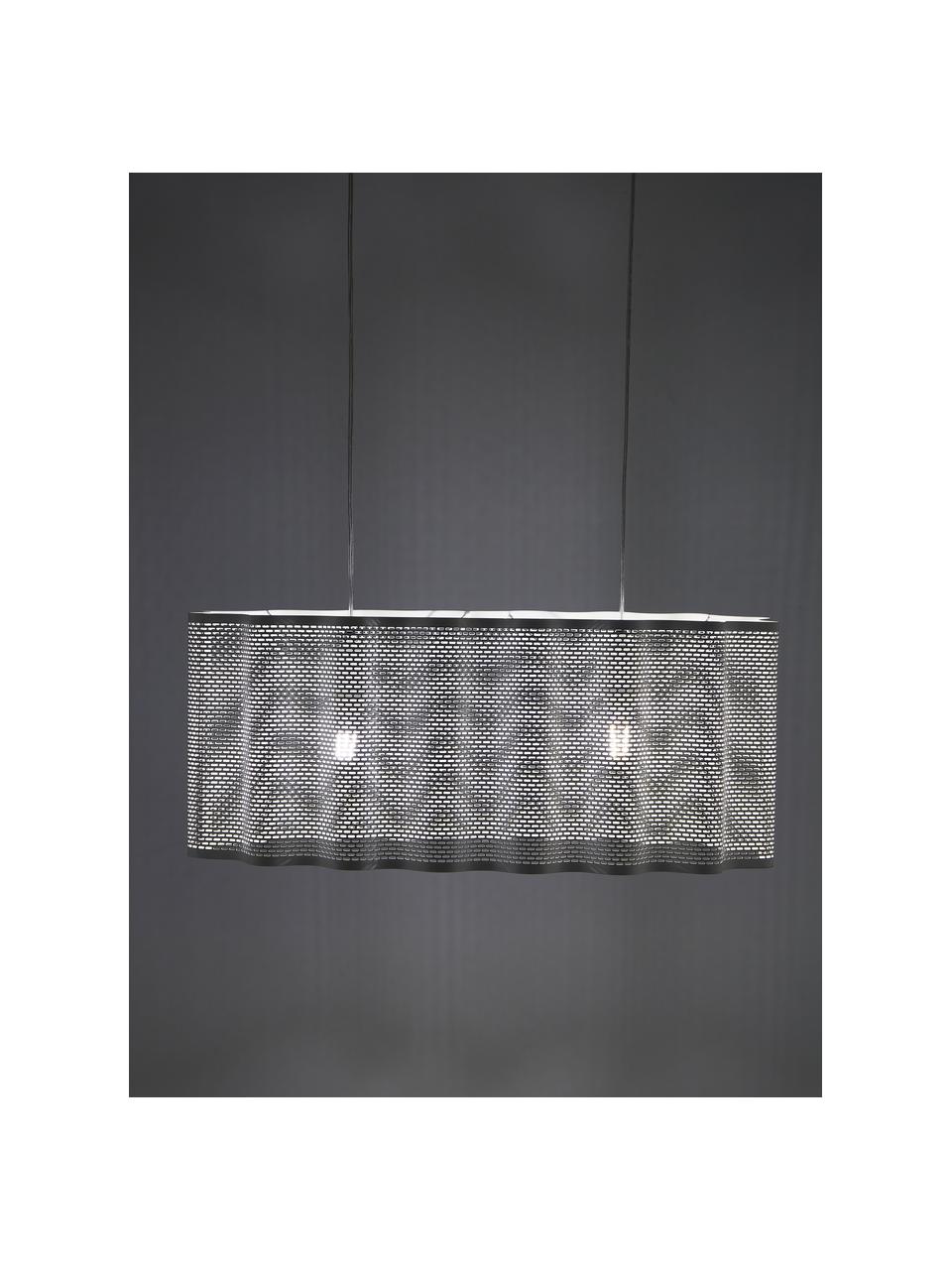 Ovale hanglamp Glicine in wit, Lampenkap: gecoat metaal, Baldakijn: gecoat metaal, Wit, 70 x 28 cm