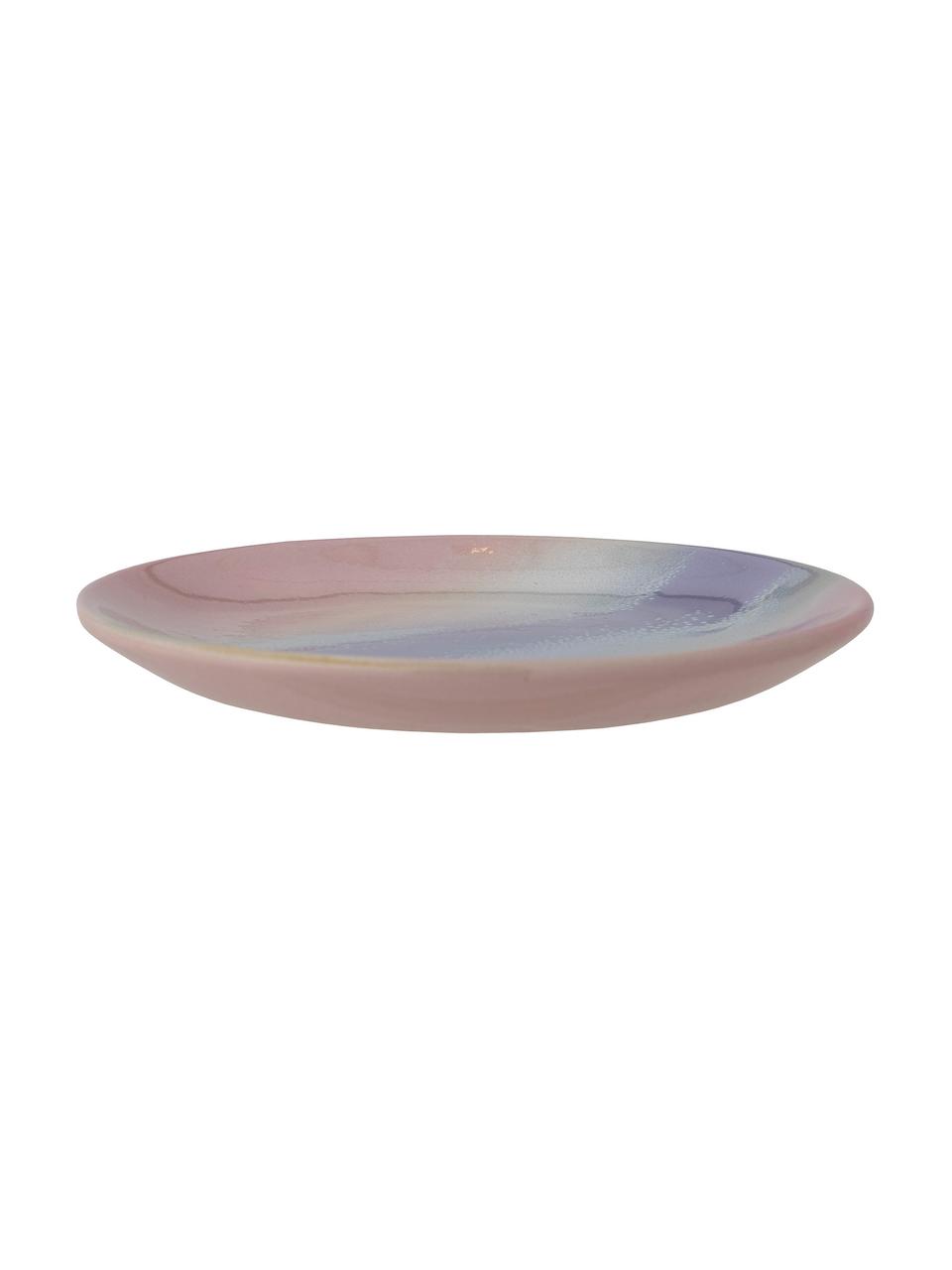 Piatto da colazione fatto a mano con smalto reattivo Safie 4 pz, Gres, Tonalità rosa e viola, Ø 15 cm