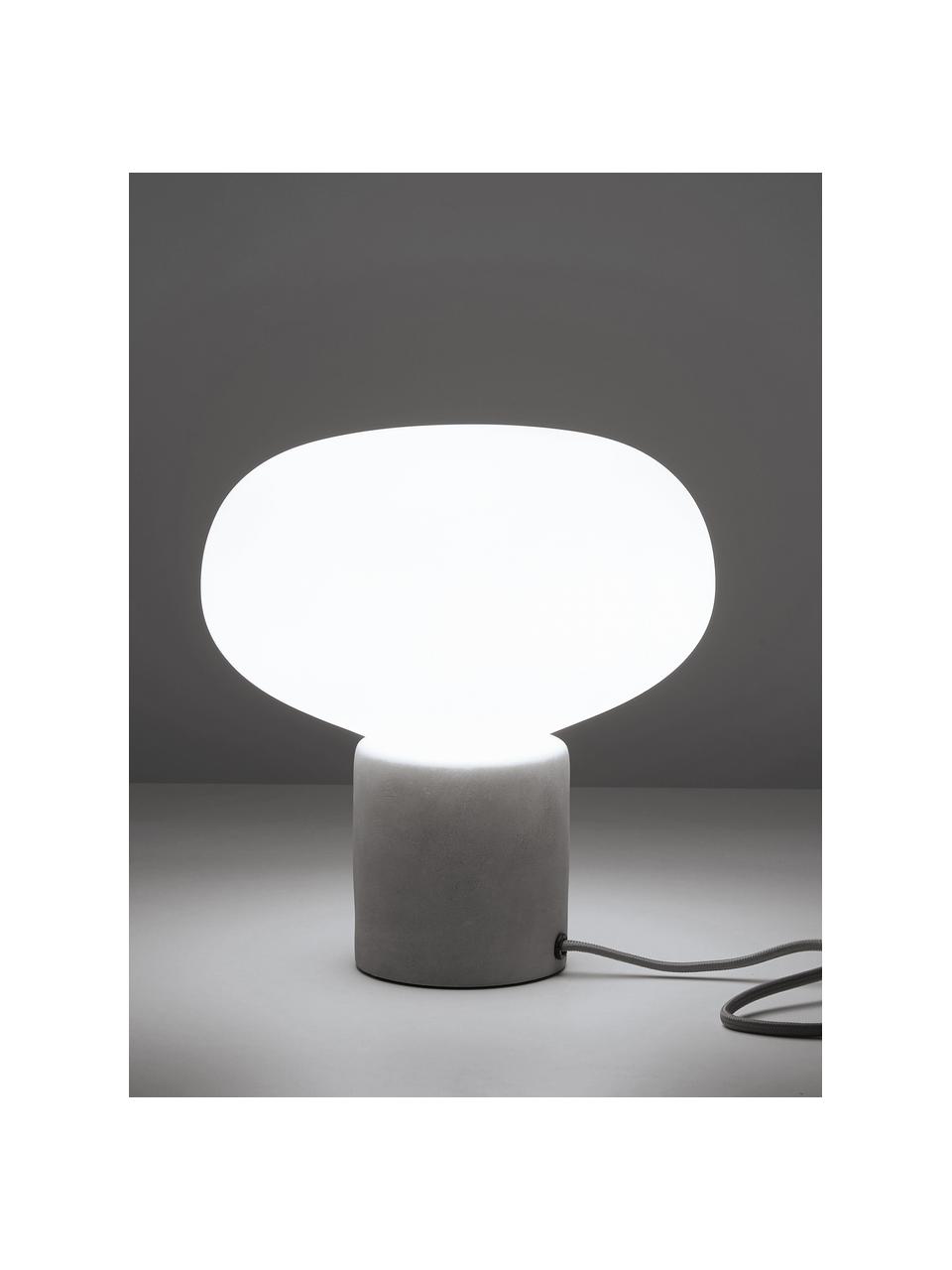 Kleine Tischlampe Alma mit Betonfuss, Lampenschirm: Glas, Weiss, Hellgrau, Ø 23 x H 24 cm