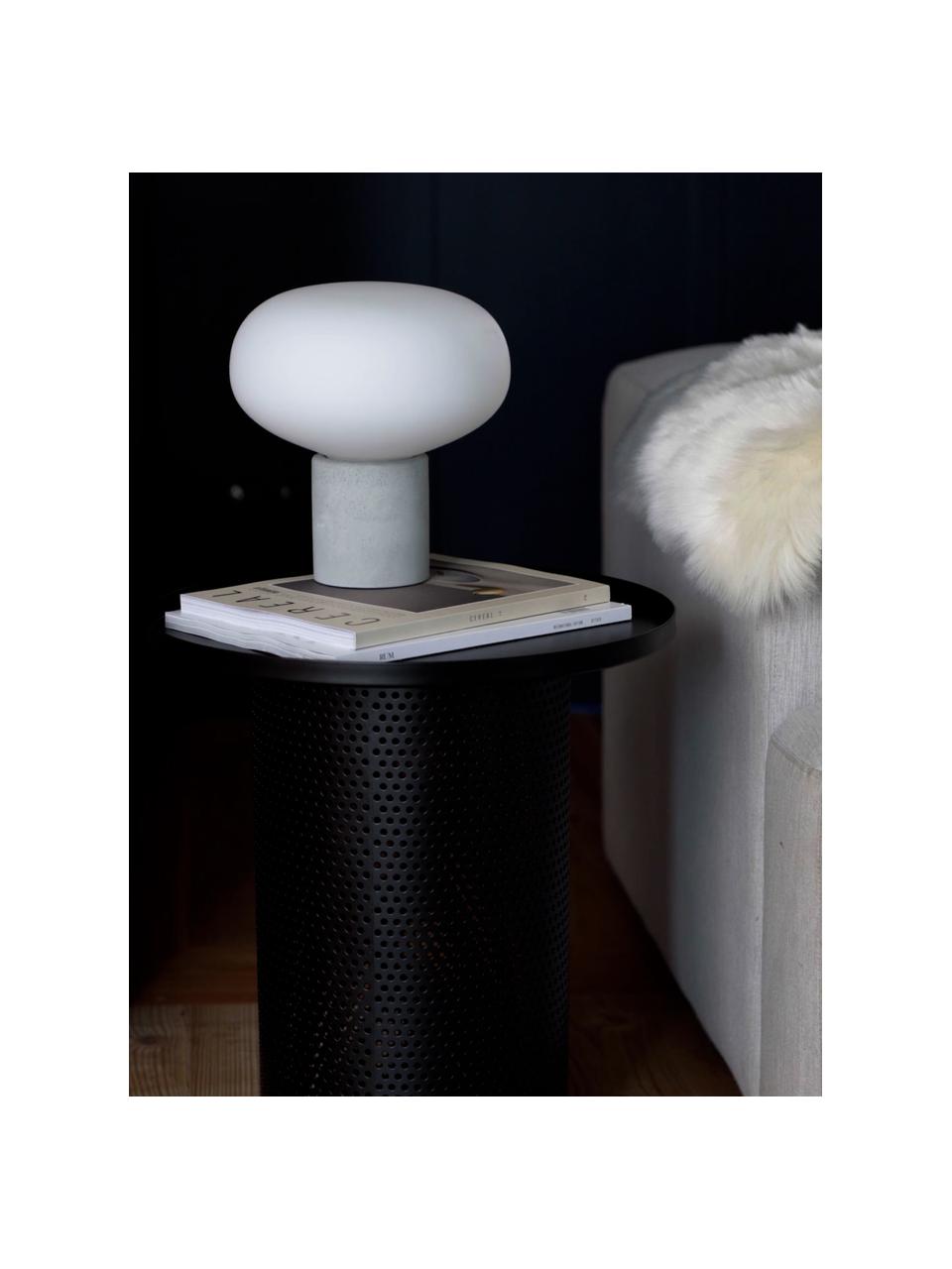 Lampada da tavolo piccola con base in cemento Alma, Base della lampada: cemento, Paralume: vetro, Bianco, grigio chiaro, Ø 23 x Alt. 24 cm