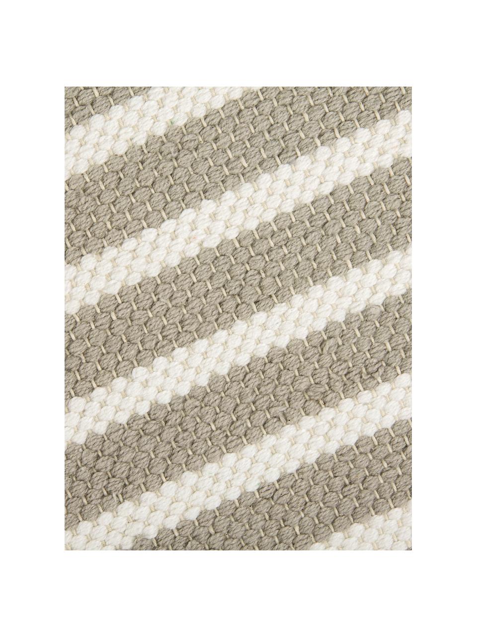 Gestreepte badmat Stripes & Structure met franjes, 100% katoen, Beige, gebroken wit, B 60 x L 100 cm