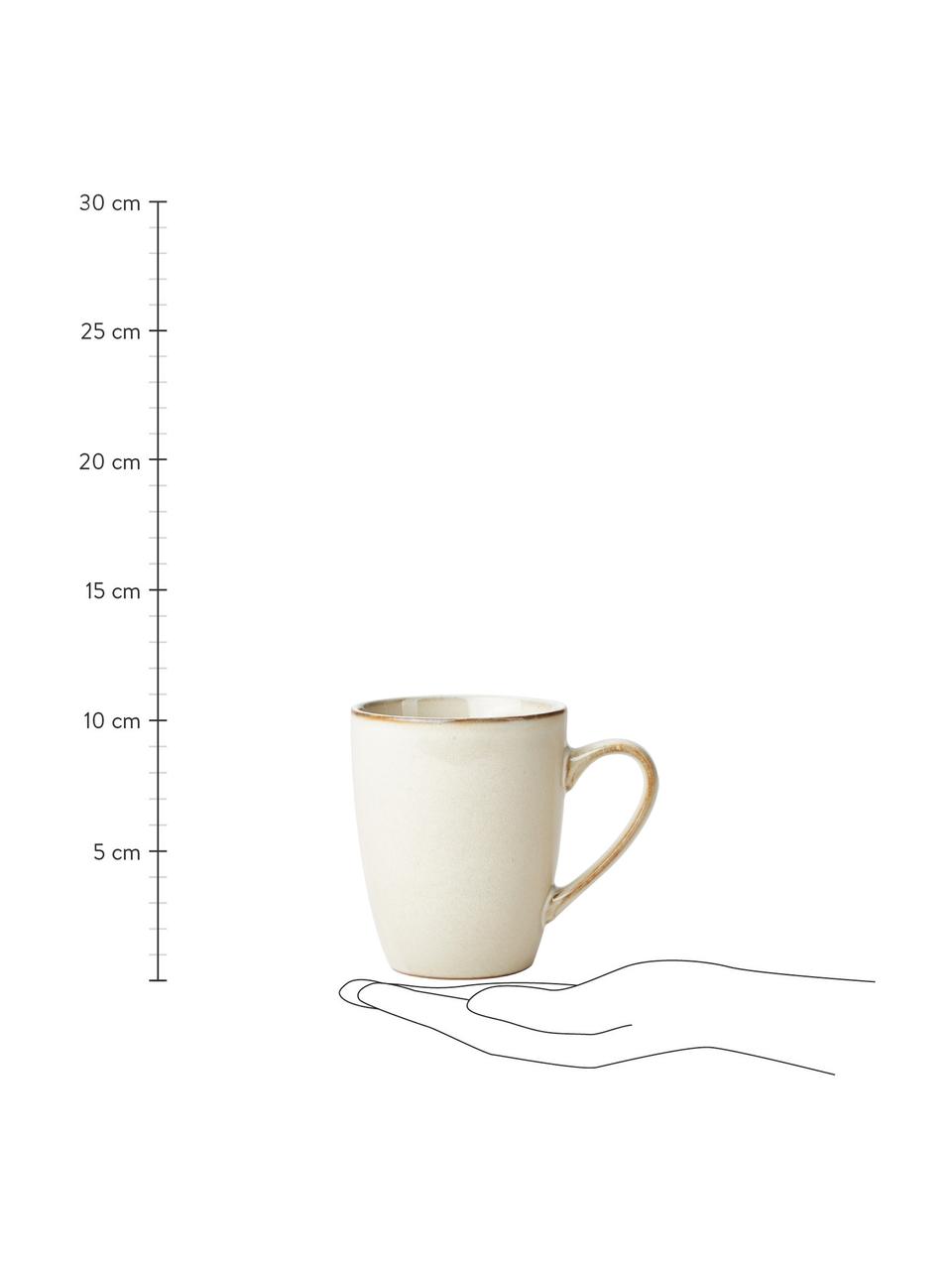 Tazas artesanales de gres Thalia, 2 uds., Gres, Beige, Ø 9 x Al 11 cm