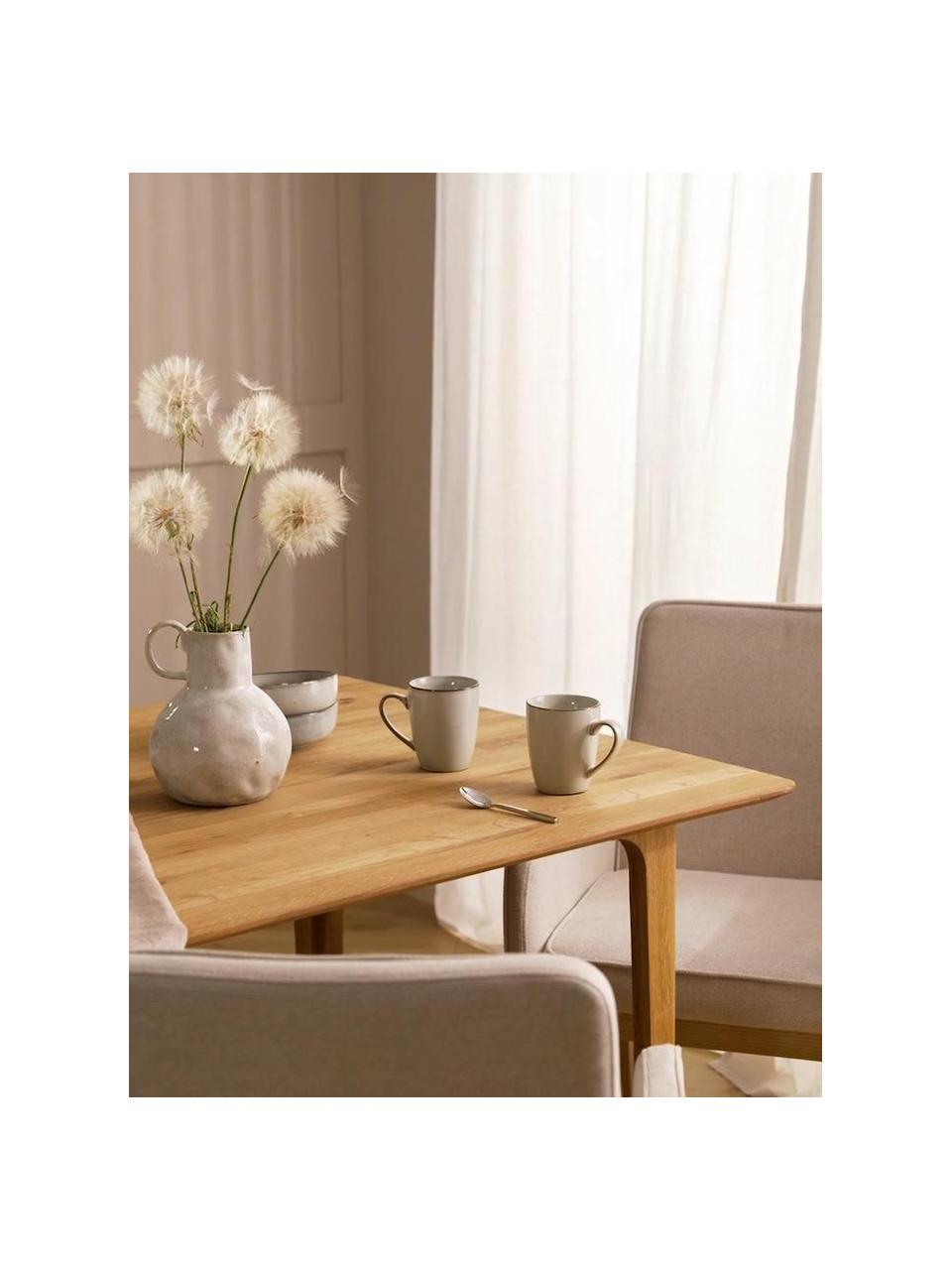 Tazze fatte a mano in gres Thalia 2 pz, Gres, Beige con bordo scuro, Ø 9 x Alt. 11 cm