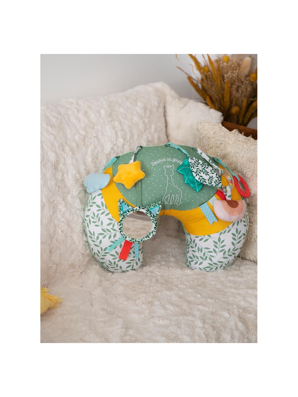 Coussin câlin et activités d'éveil Sophie la girafe, 100 % polyester, Multicolore, larg. 35 x haut. 15 cm