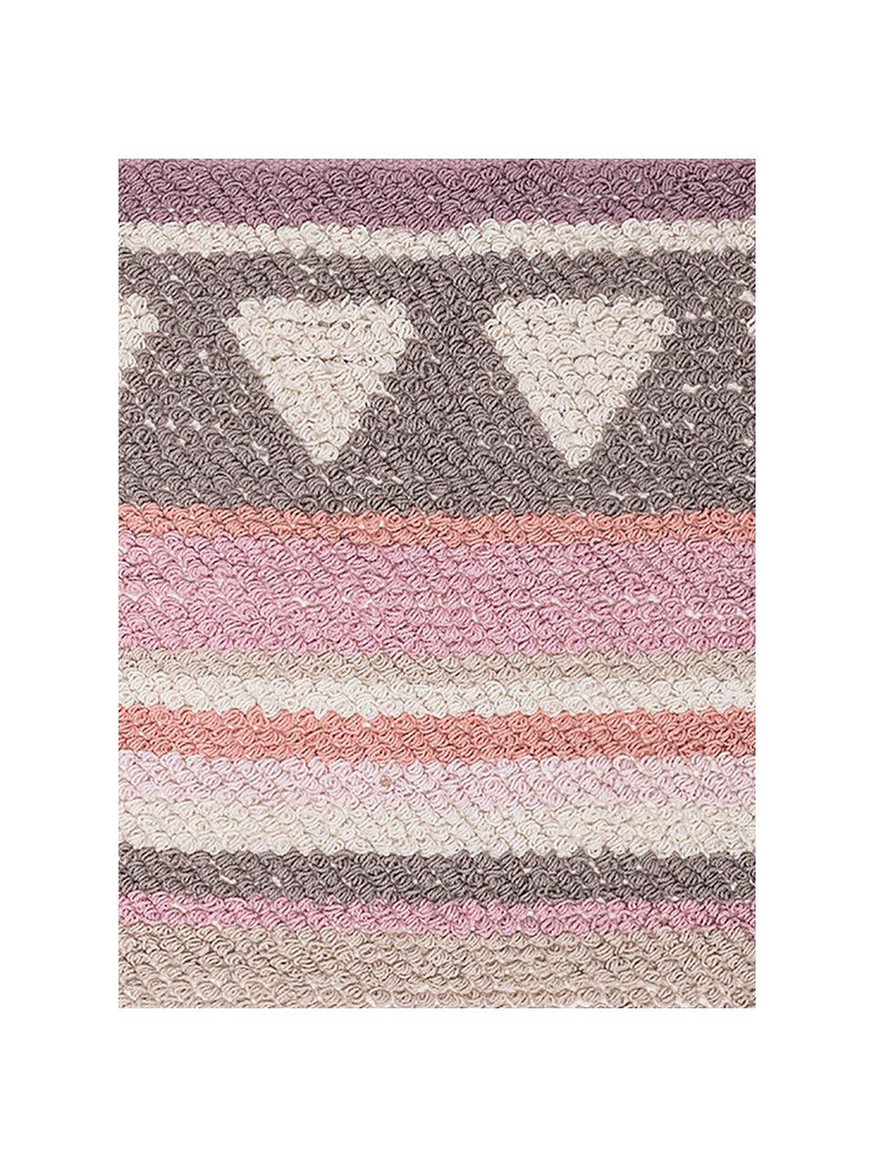 Tappeto in cotone con nappe Nagou, Cotone, Tonalità rosa, bianco, beige, Larg. 60 x Lung. 90 cm