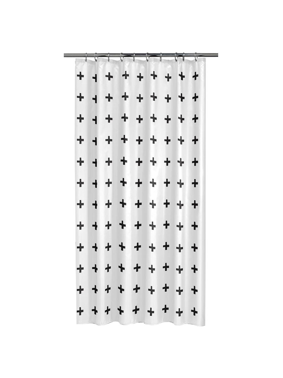 Gemusterter Duschvorhang Kenzie, Weiss, Schwarz, B 180 x L 200 cm