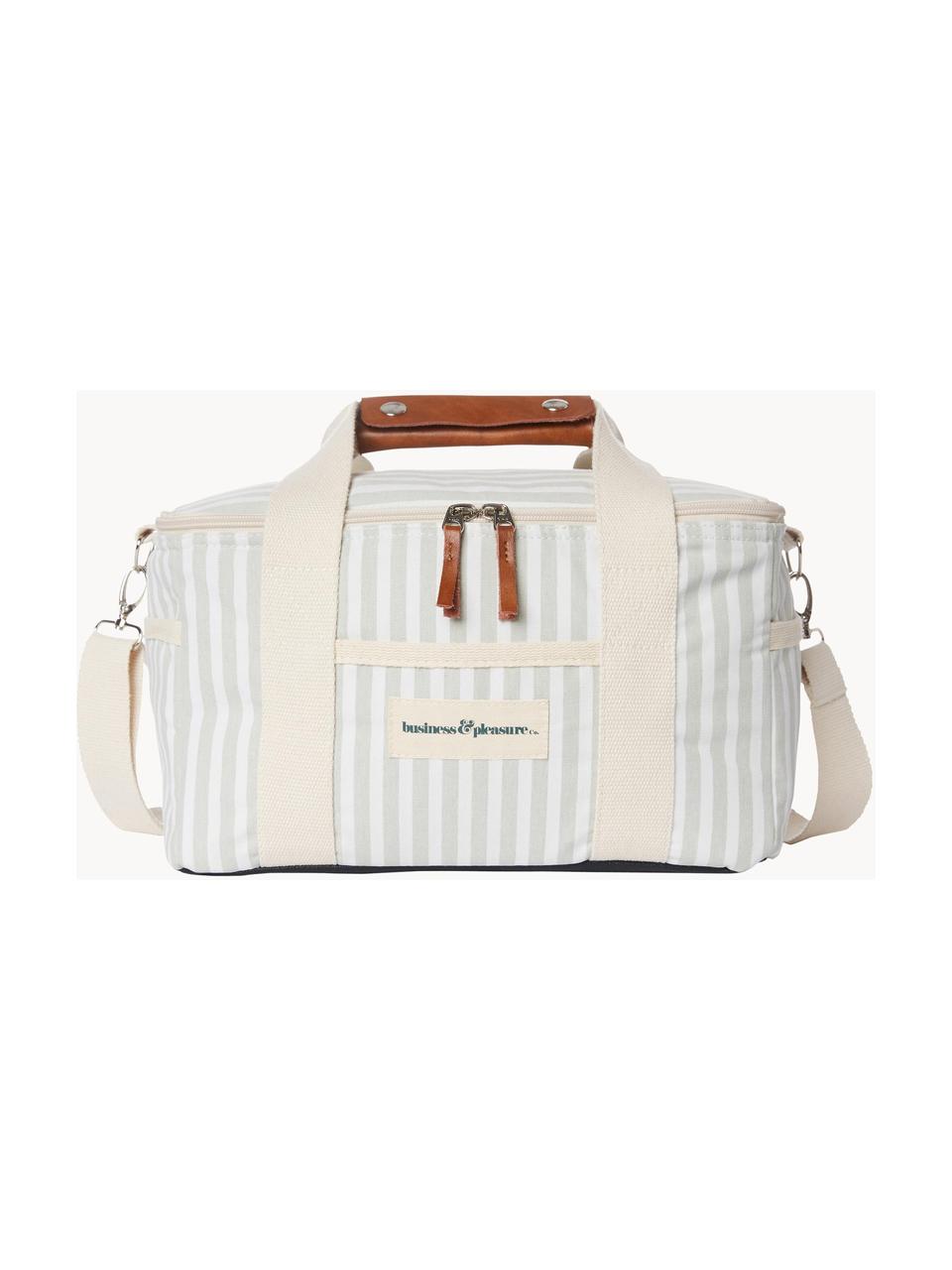 Koeltas Retro, 40% katoen, 40% polyester, 15% gerecycled PVC, 5% leer, Saliegroen, crèmewit, B 32 cm x H 20 cm