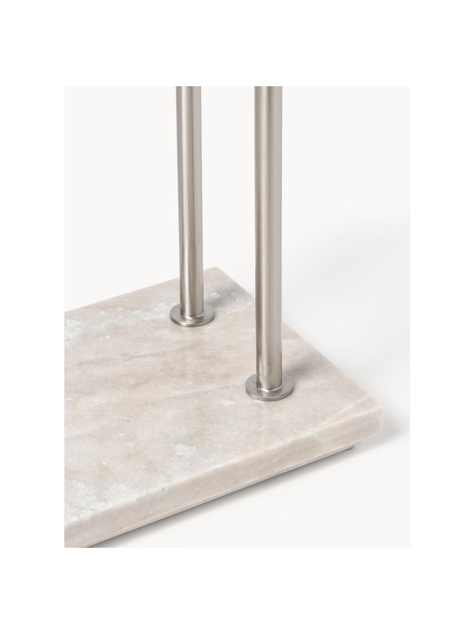 Porta asciugamani con base in marmo Simba, Asta: metallo rivestito, Beige, marmorizzato, argentato, Larg. 46 x Alt. 84 cm