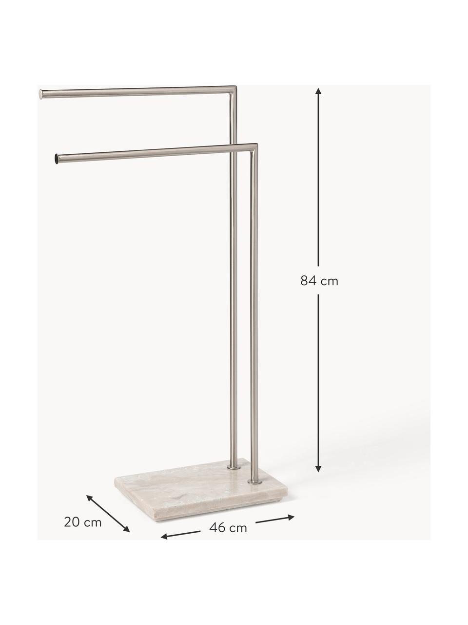 Stojan na ručníky s mramorovou základnou Simba, Mramorovaná béžová, stříbrná, Š 46 cm, V 84 cm