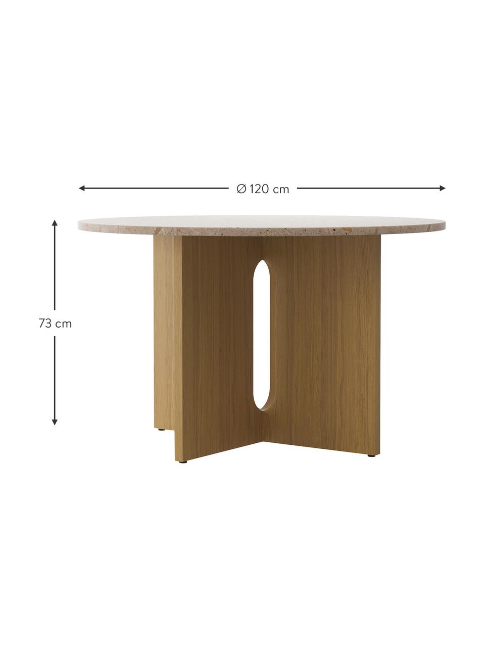 Table ronde avec plateau de grès Androgyne, Ø 120 cm, Bois clair, grès, Ø 120 x haut. 73 cm