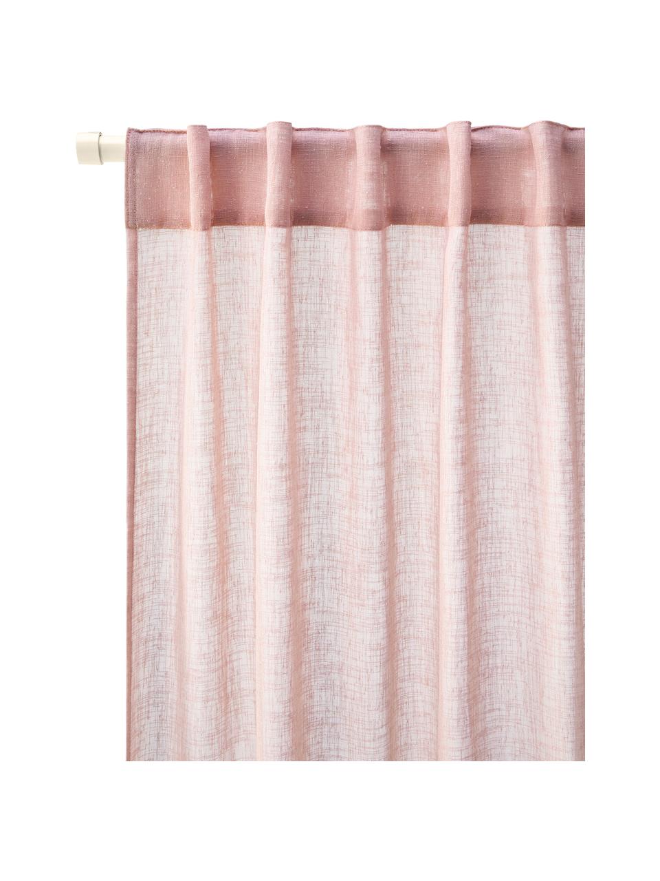 Zasłona półtransparentna Ibiza, 2 szt., 100% poliester, Blady różowy, S 135 x D 260 cm