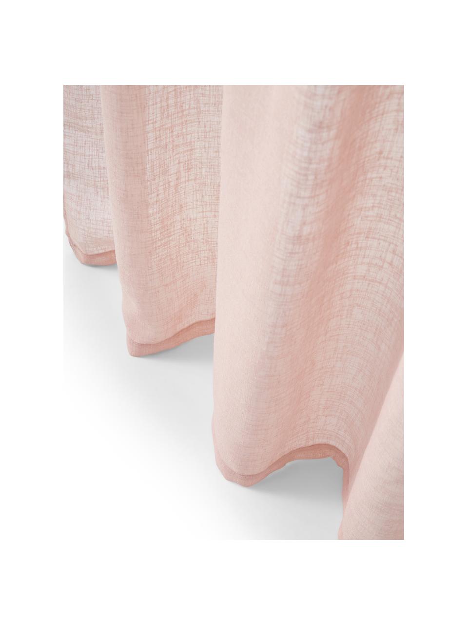 Rideau semi-transparent avec ruflette à passants cachés Ibiza, 2 pièces, 100 % polyester, Rose, larg. 135 x long. 260 cm