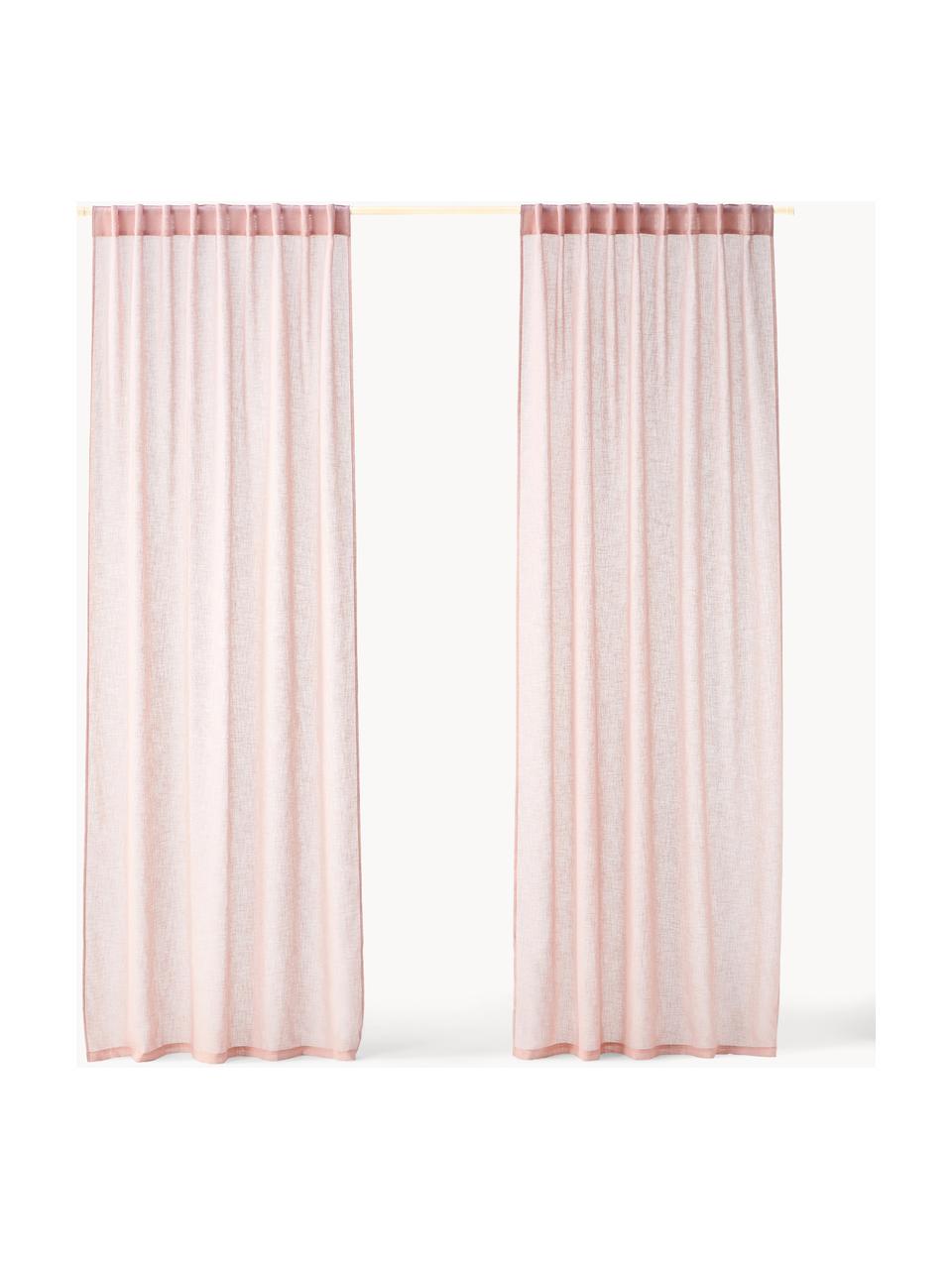 Rideaux semi-transparents avec pattes cachées Ibiza, 2 pièces, 100 % polyester, Vieux rose, larg. 135 x long. 260 cm