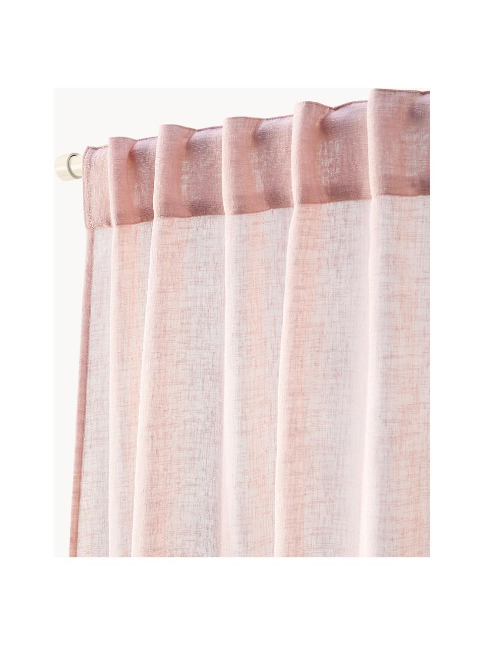 Rideaux semi-transparents avec pattes cachées Ibiza, 2 pièces, 100 % polyester, Vieux rose, larg. 135 x long. 260 cm