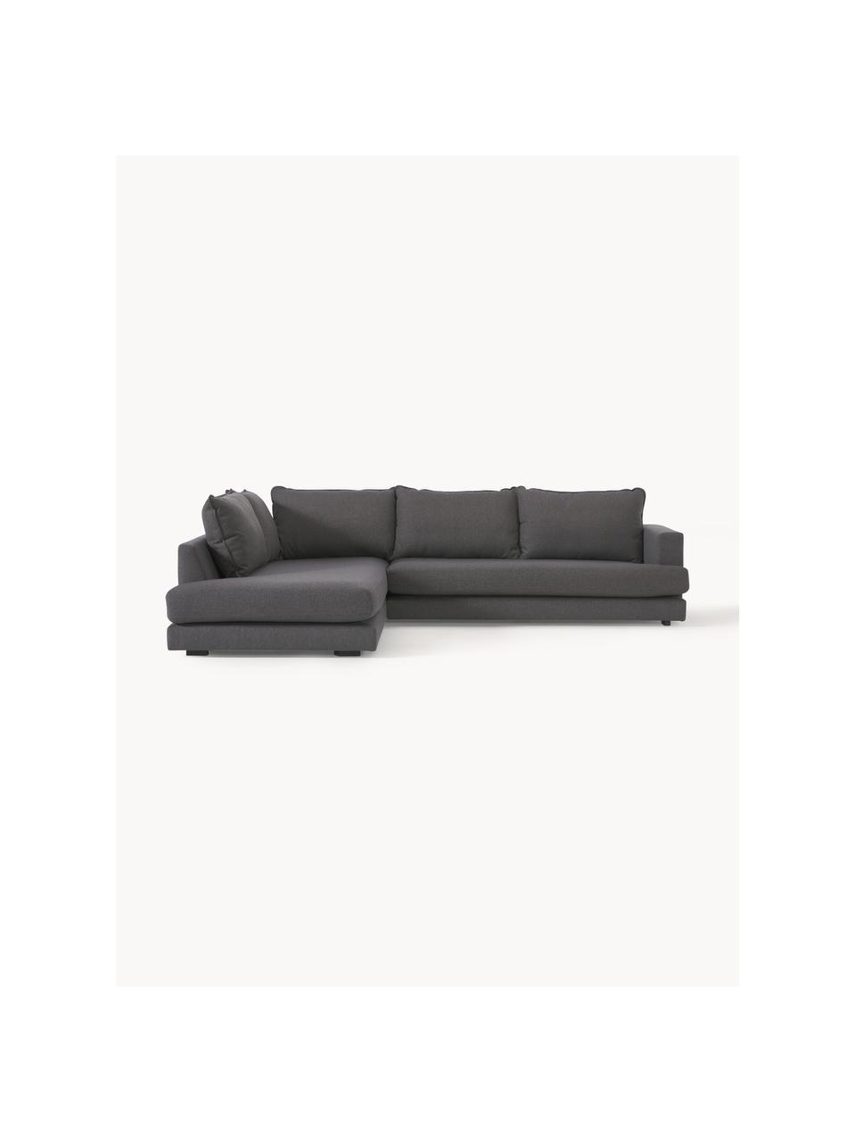 Sofa narożna Tribeca, Tapicerka: 100% poliester Dzięki tka, Stelaż: lite drewno sosnowe z cer, Nogi: lite drewno sosnowe z cer, Antracytowa tkanina, S 274 x G 192 cm, prawostronna