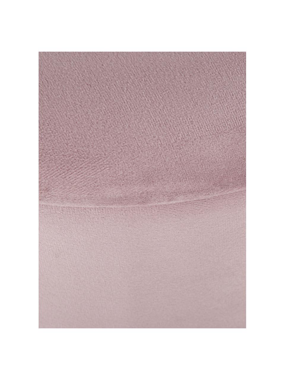 Taburete de terciopelo Polina, con espacio de almacenamiento, Tapizado: terciopelo de poliéster A, Estructura: metal, pintado, Terciopelo rosa, latón, Ø 35 x Al 45 cm