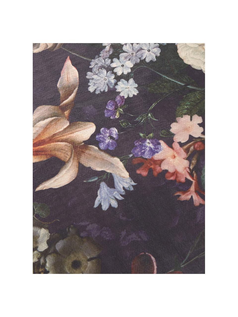 Koberec s květinovým vzorem a třásněmi Fleur, Tmavě modrá