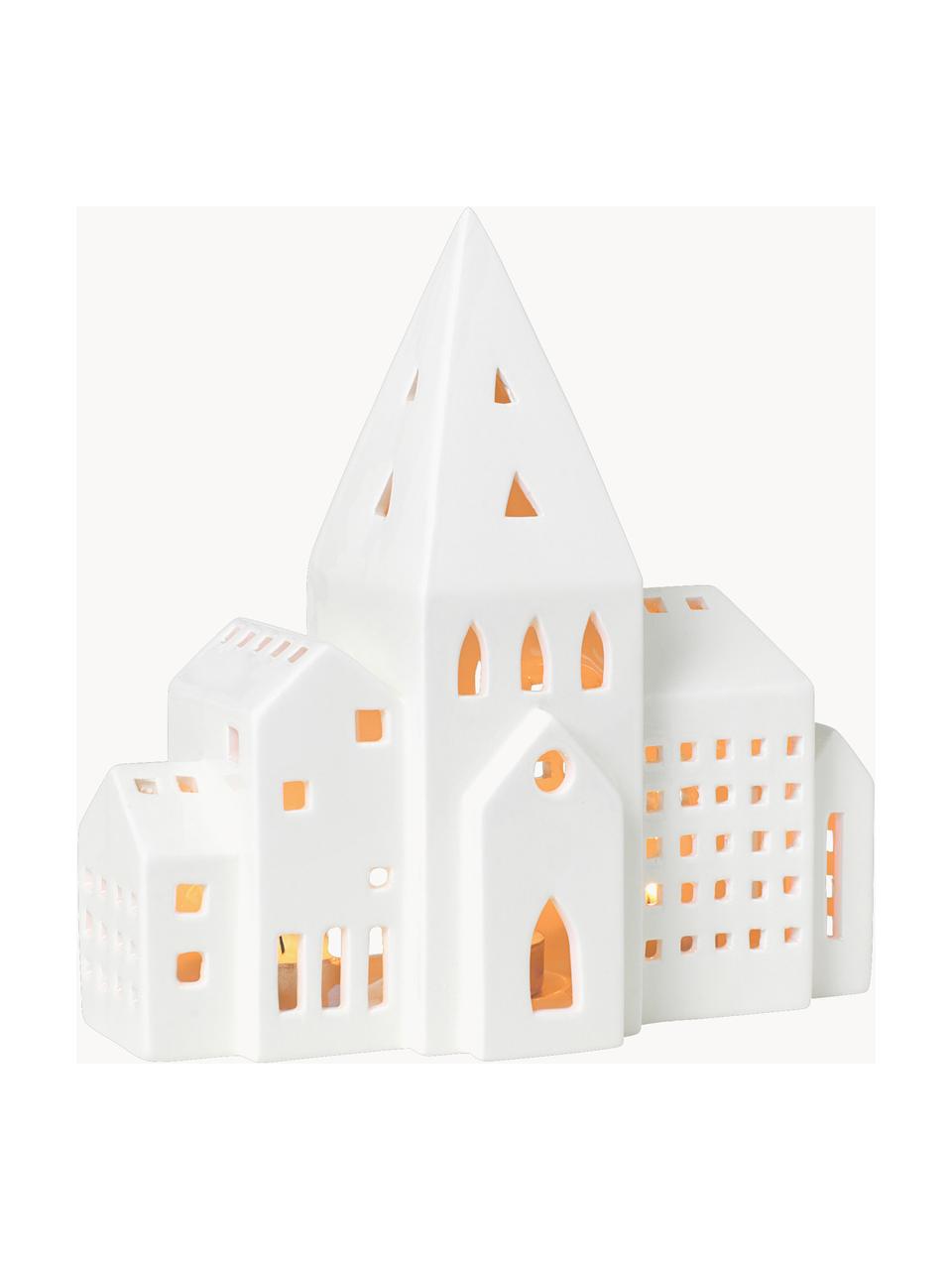 Maison lumineuse en céramique Urbania, Céramique, Blanc, larg. 21 x haut. 21 cm