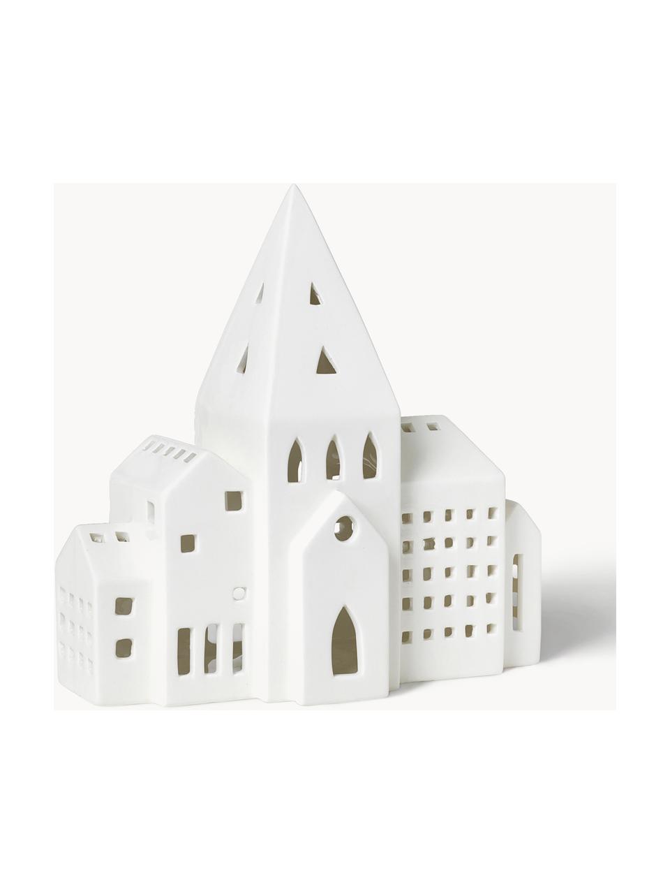 Maison lumineuse en céramique Urbania, Céramique, Blanc, larg. 21 x haut. 21 cm