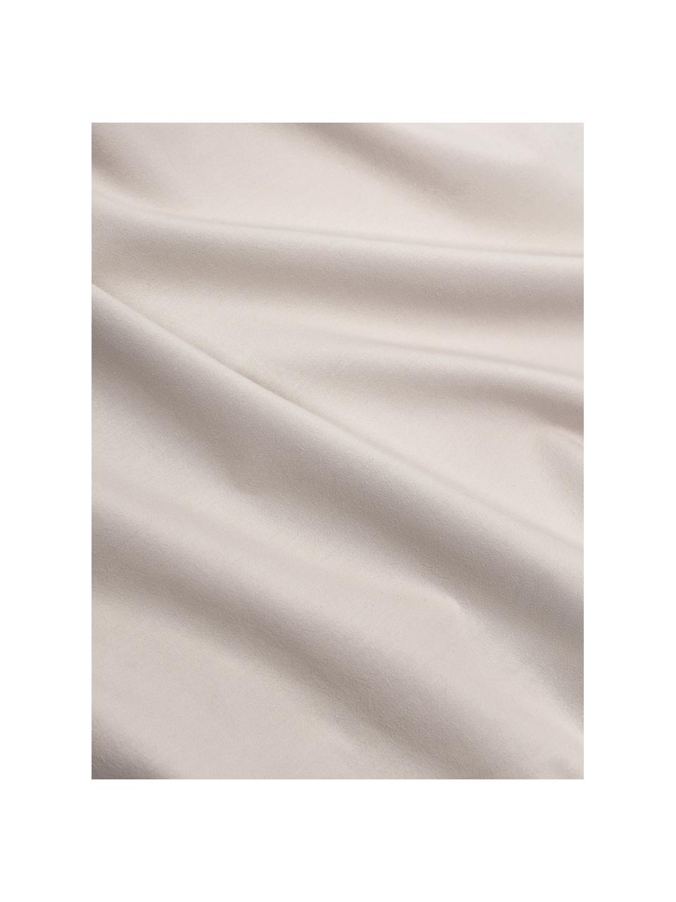 Drap plat en percale de coton délavé Louane, Beige clair, larg. 240 x long. 280 cm