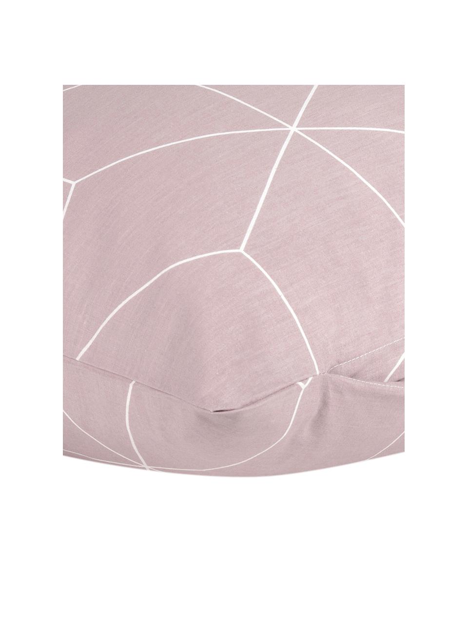 Baumwoll-Kopfkissenbezüge Lynn mit grafischem Muster, 2 Stück, Webart: Renforcé Fadendichte 144 , Altrosa, Cremeweiß, B 40 x L 80 cm