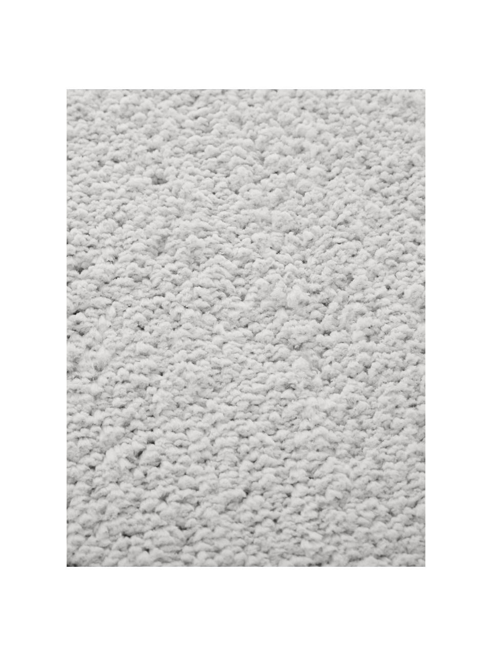 Passatoia morbida a pelo lungo grigio chiaro-beige Leighton, Retro: 70% poliestere, 30% coton, Grigio chiaro-beige, Larg. 80 x Lung. 250 cm