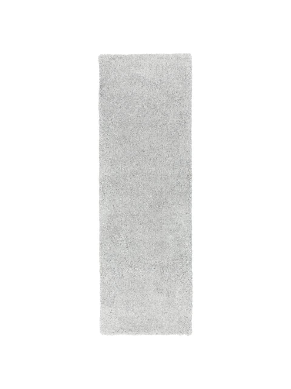 Flauschiger Hochflor-Läufer Leighton, Flor: Mikrofaser (100% Polyeste, Hellgrau, B 80 x L 250 cm