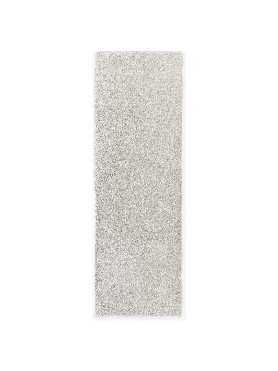 Flauschiger Hochflor-Läufer Leighton, Flor: Mikrofaser (100 % Polyest, Hellgrau, B 80 x L 250 cm