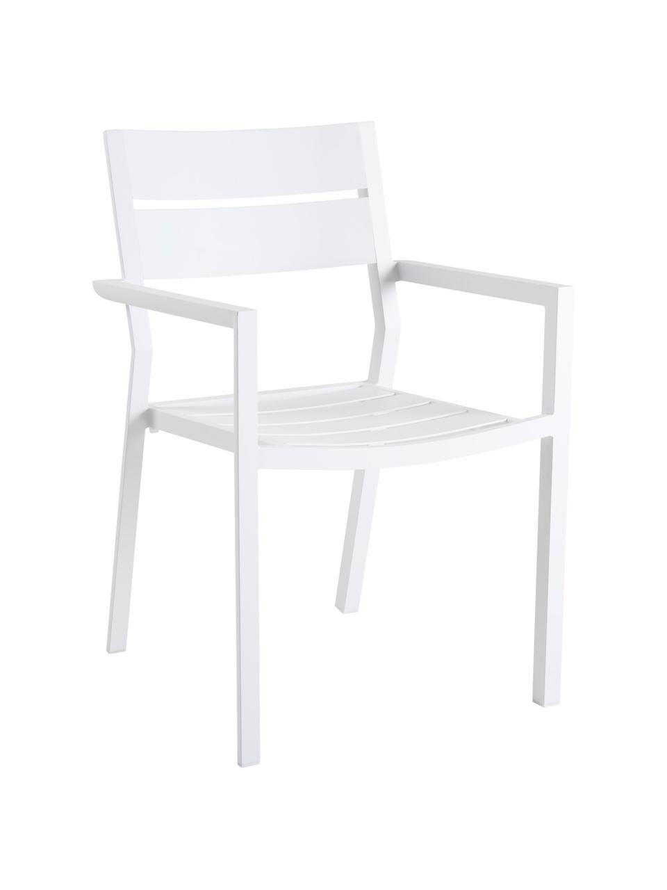 Chaise de jardin empilable Adele, Aluminium, revêtement par poudre, Blanc, larg. 55 x prof. 55 cm