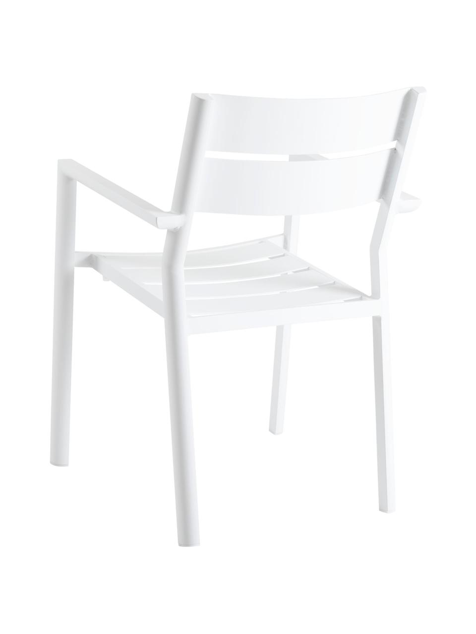 Chaise de jardin empilable Adele, Aluminium, revêtement par poudre, Blanc, larg. 55 x prof. 55 cm