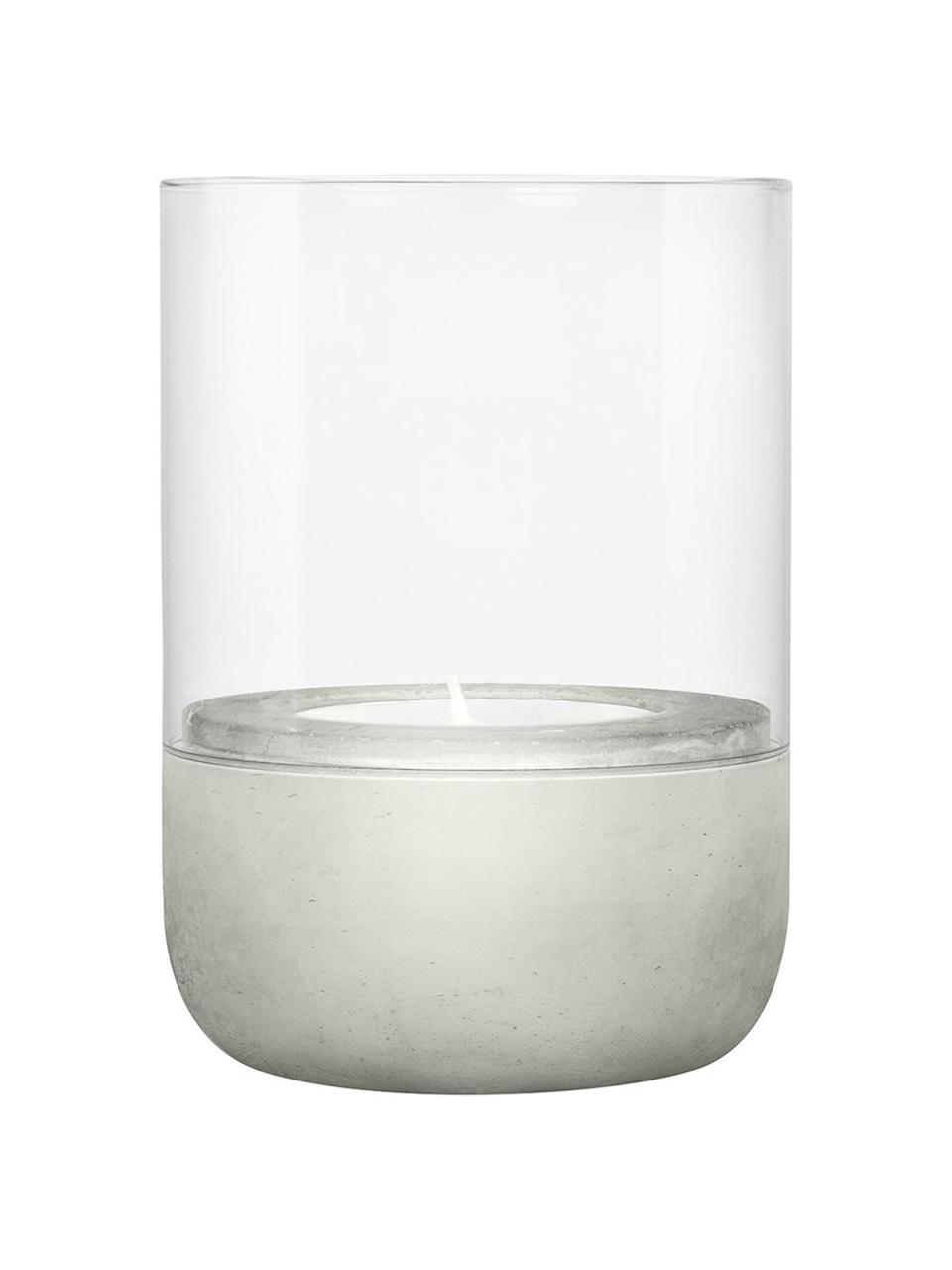 Teelichter Calma aus Beton, 2 Stück, Sockel: Beton, Grau, Transparent, Ø 8 x H 10 cm