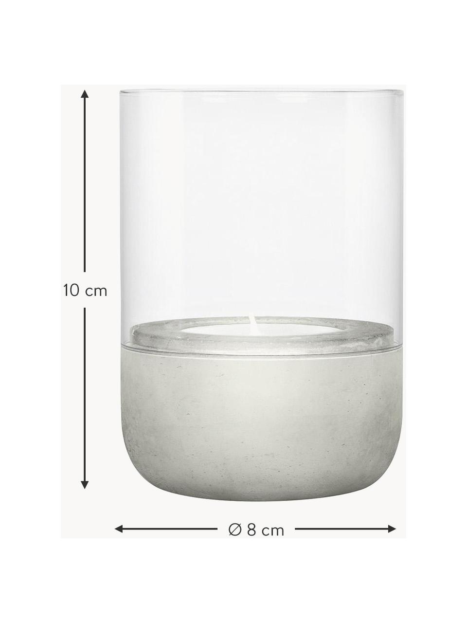 Svícny na čajové svíčky z betonu Calma, 2 ks, Světle šedá, transparentní, Ø 8 cm, V 10 cm